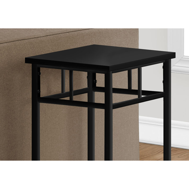 Monarch Specialties I 3278 Accent Table, Side, End, Plant Stand, Square, Living Room, Bedroom, Metal, Laminate, Black, Contemporary, Modern