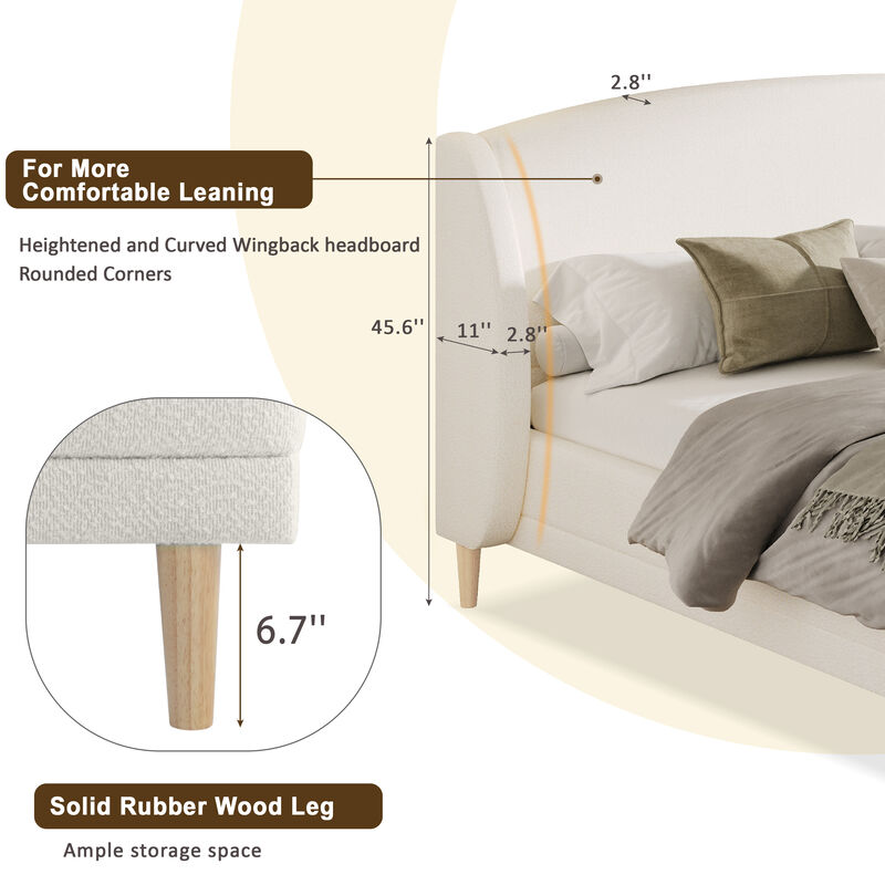 Christopher Knight Home Blair Boucle Upholstered Platform Bed with Wingback Headboard image number 5