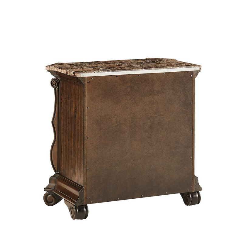 Best Master Furniture Belvedere 32.5" Wide 2-Drawer Nightstand, Marble Top - Dark Cherry Finish image number 3