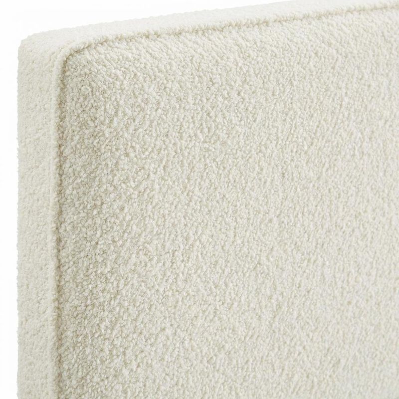 Boucle Fabric Queen Headboard in Neutral Tone, Plush Upholstery, Sturdy Frame image number 4