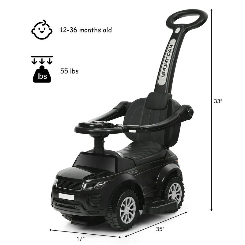 3 in 1 Toddler Ride On Push Car with Stroller Sliding Design and Music image number 2