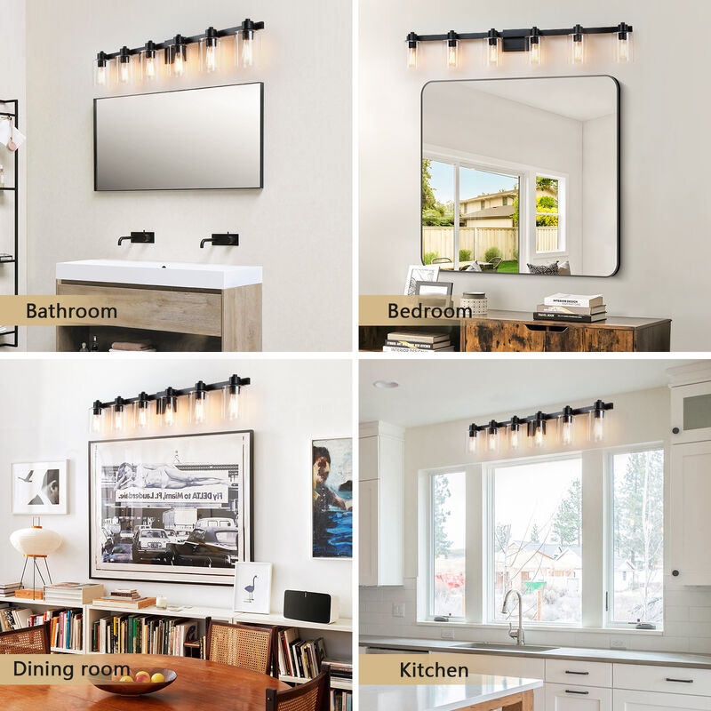 50" 6-Light Dimmable Indoor Wall Sconce with Clear Glass Shades image number 9