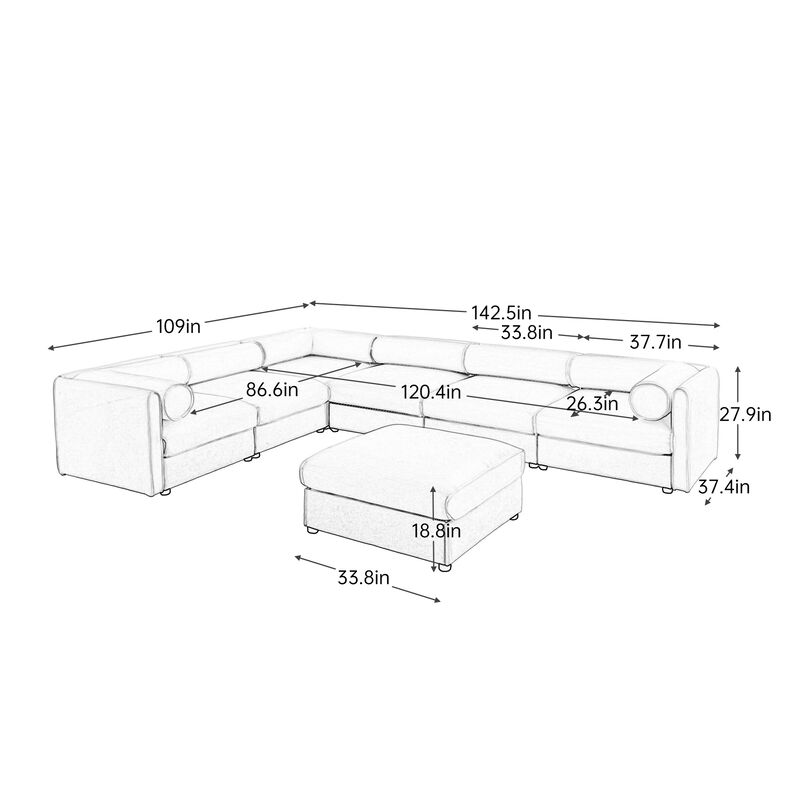 Merax Modern Modular Sectional Sofa with Storage