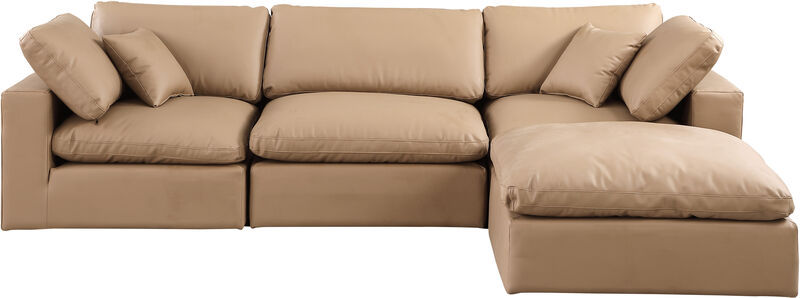 Meridian Furniture Comfy Tan Vegan Leather Modular Sectional