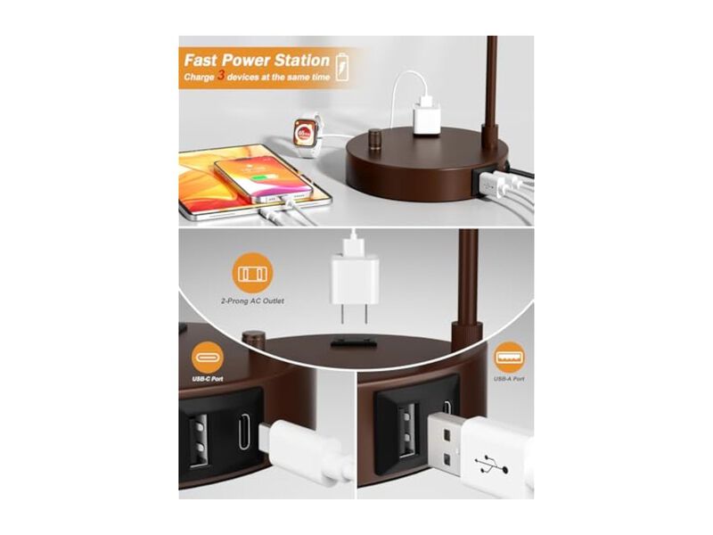 Dimmable LED USB Port Linen Desk Lamp For Living Room Bedroom Home Office image number 3