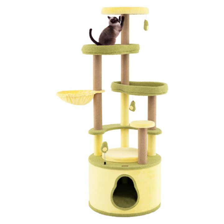 Hivvago Large Avocado Cat Tree Multi-level Cat Tower with Private Condo