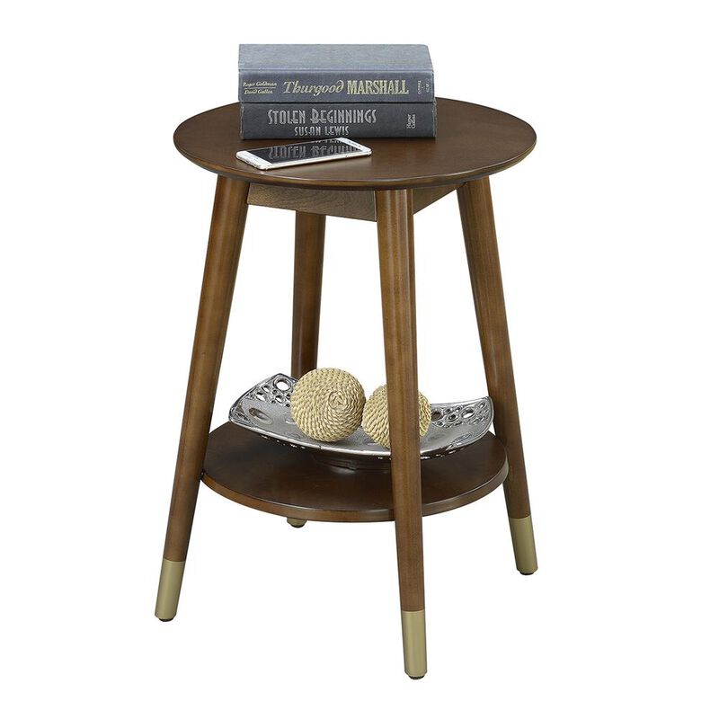 Convience Concept, Inc. Wilson Mid Century Round End Table with Bottom Shelf