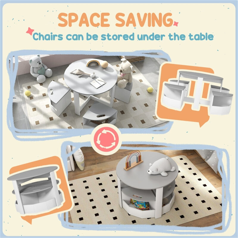 Kids Table and Chairs Set Sturdy Play & Learning Furniture for Toddlers