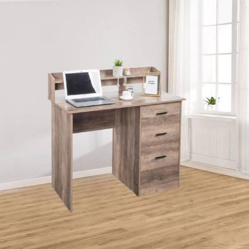 Three-Drawer Computer Desk Stylish and Functional Workspace with Ample Storage for Office or Home