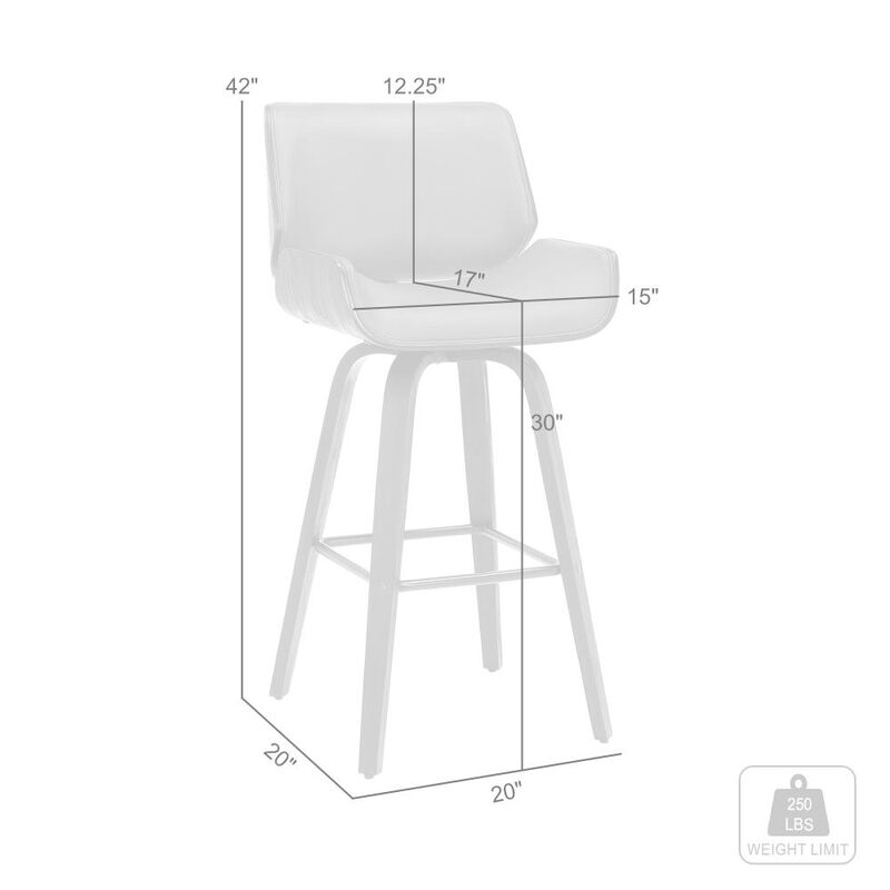 Hivvago 30 Inch Brown Solid Wood Swivel Low Back Bar Height Bar Chair
