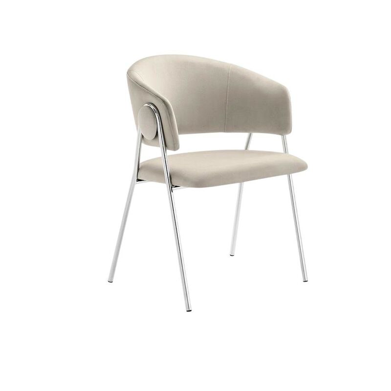 Upholstered Performance Velvet Barrel Dining Chair, Almond Silver, Set of 2 image number 1