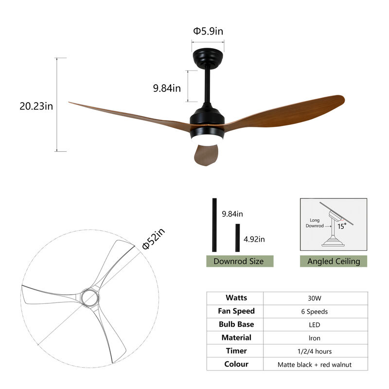 ELEMENT ACE 52-Inch Quiet DC Motor Ceiling Fan with Light Kit and Remote Control for Indoor Outdoor Use image number 2