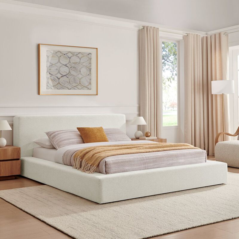 Luma Chenille Upholstered Queen Platform Bed Frame image number 7