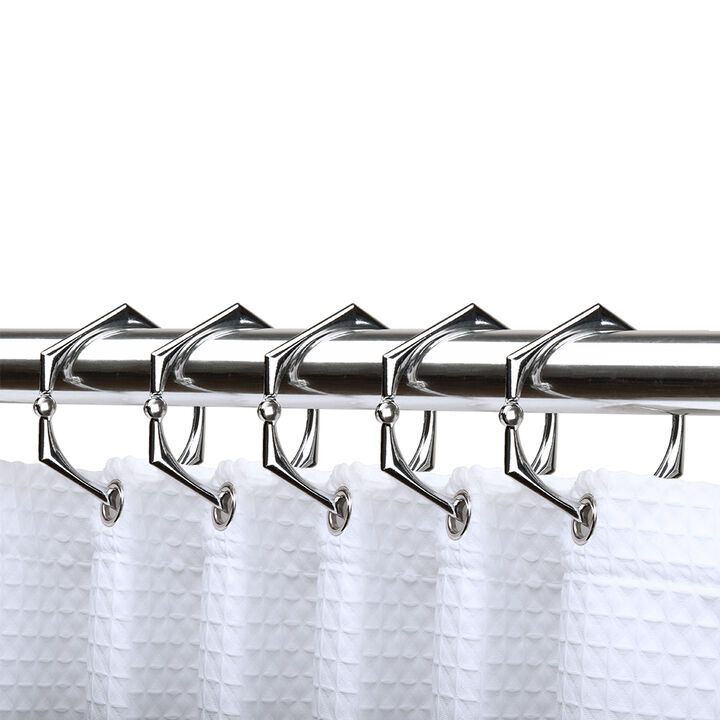 Utopia Alley Rust-Proof Zinc Hexagon-Shaped Shower Curtain Hooks with Clasp Closure, Shower Hooks Hangers for Bathroom, Kitchen Utensils, Curtains, Clothing, Towels etc - Set of 12