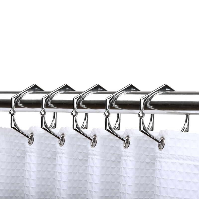 Zinc Hexagon-Shaped Shower Curtain Hooks, Set of 12 image number 1