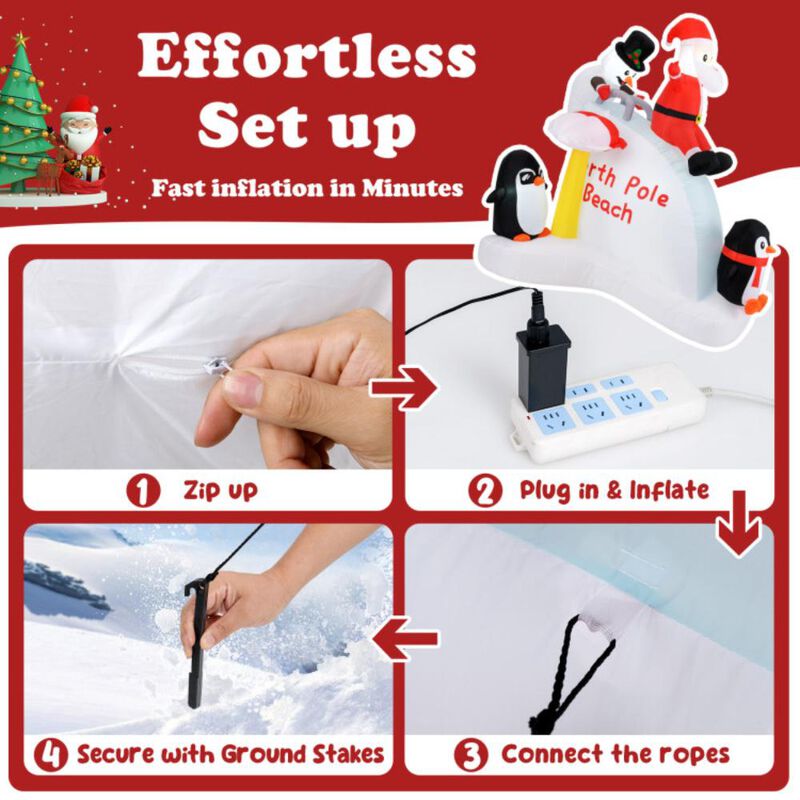 Hivvago 6 Feet Christmas Inflatable with Blow up Penguins and Santa Decoration