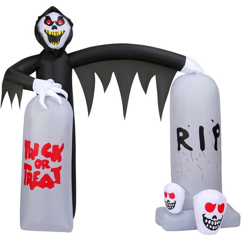 Haunted Hill Farm 8ft Inflatable Grim Reaper Tombstone Arch with Lights