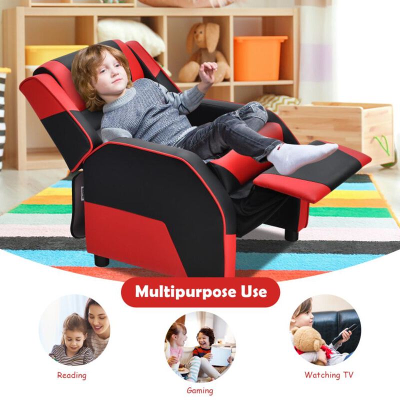 Hivvago Kids Youth PU Leather Gaming Sofa Recliner with Headrest and Footrest