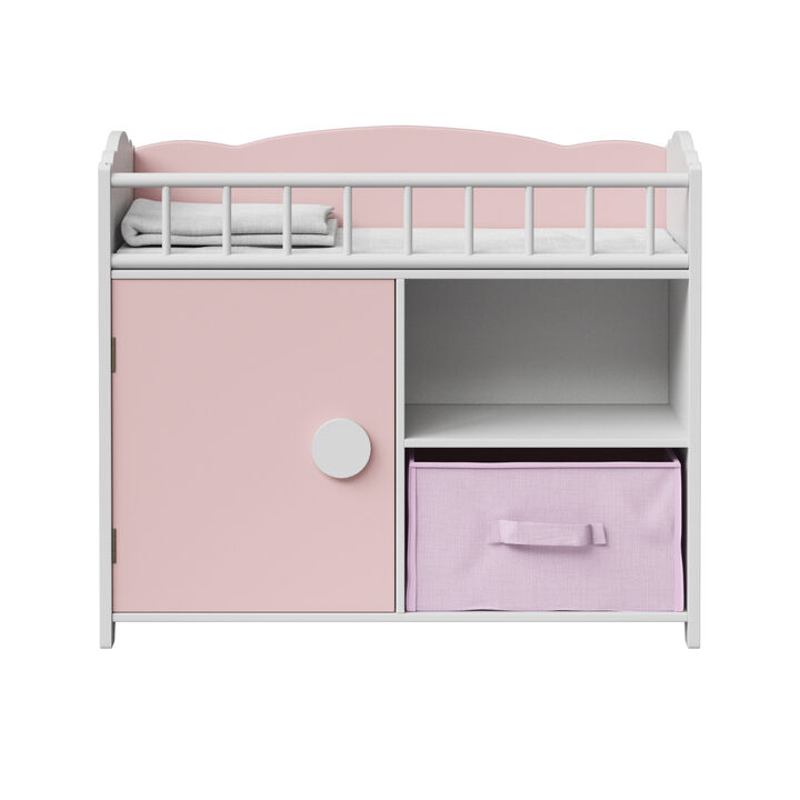 Teamson Kids - Aurora Princess Pink Plaid Baby Doll Bed with Accessories - Pink