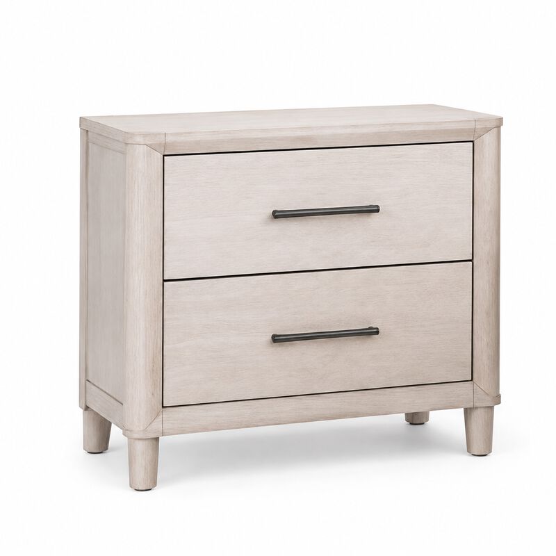 Reham 4pc Queen Bedroom Set, Nightstand, Mirror, White Wash Brown Wood image number 3