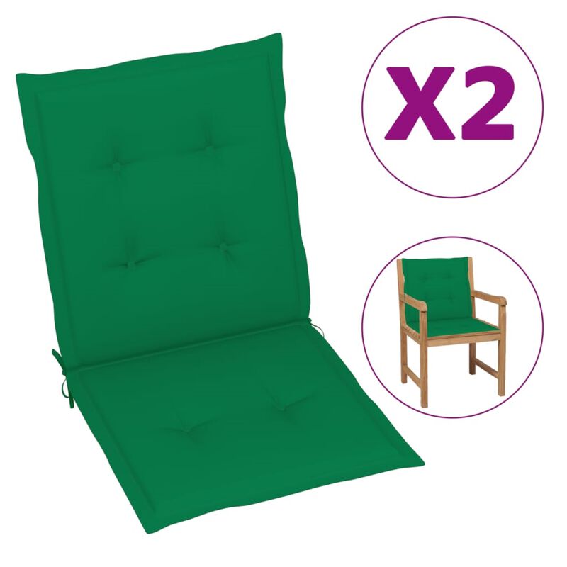 vidaXL Garden Chair Cushions 2 pcs Green 39.4"x19.7"x1.6"