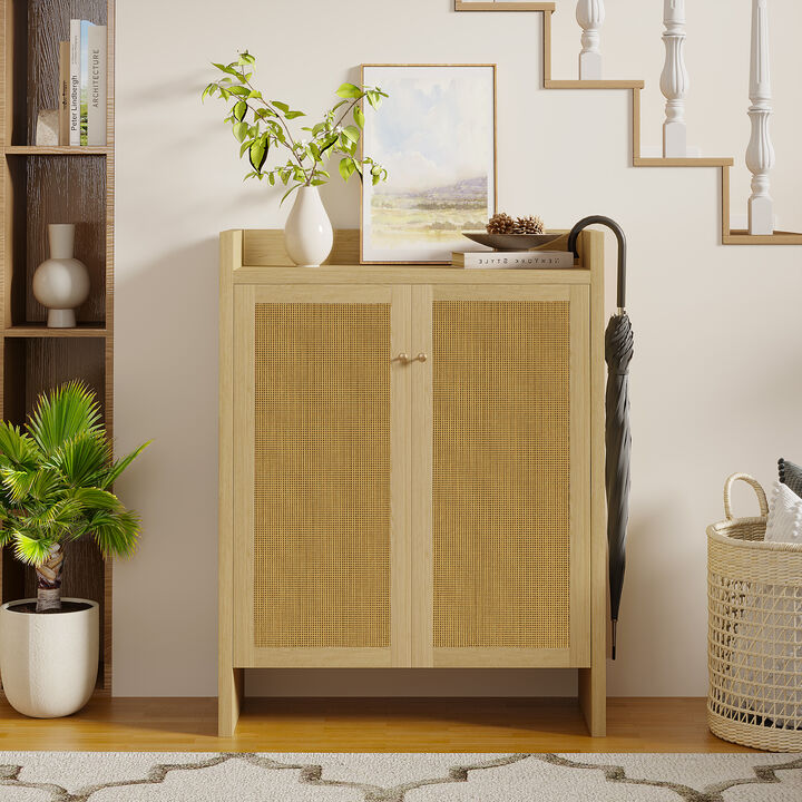Tolnil 42.5" Tall Rattan Shoe Cabinet