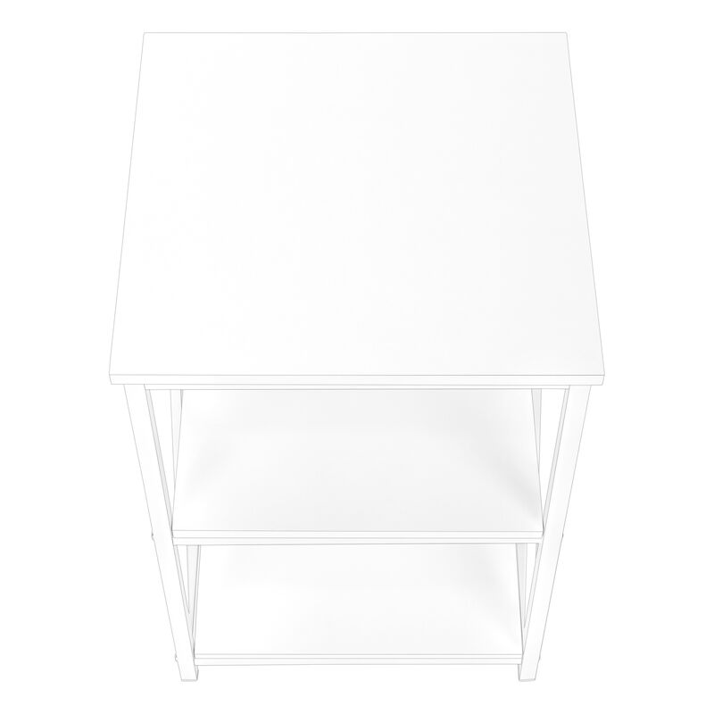 Monarch Specialties I 3599 Accent Table, Side, End, Nightstand, Lamp, Living Room, Bedroom, Metal, Laminate, White, Contemporary, Modern