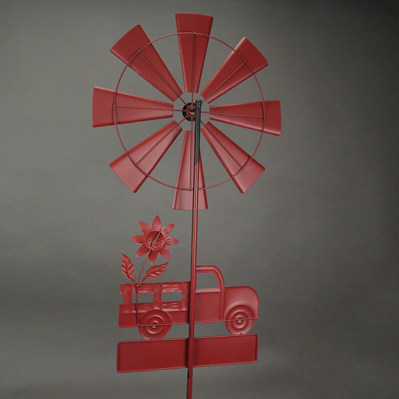 Farmhouse Style Red Farm Truck Windmill Spinner Welcome Garden Stake 72 Inches image number 2
