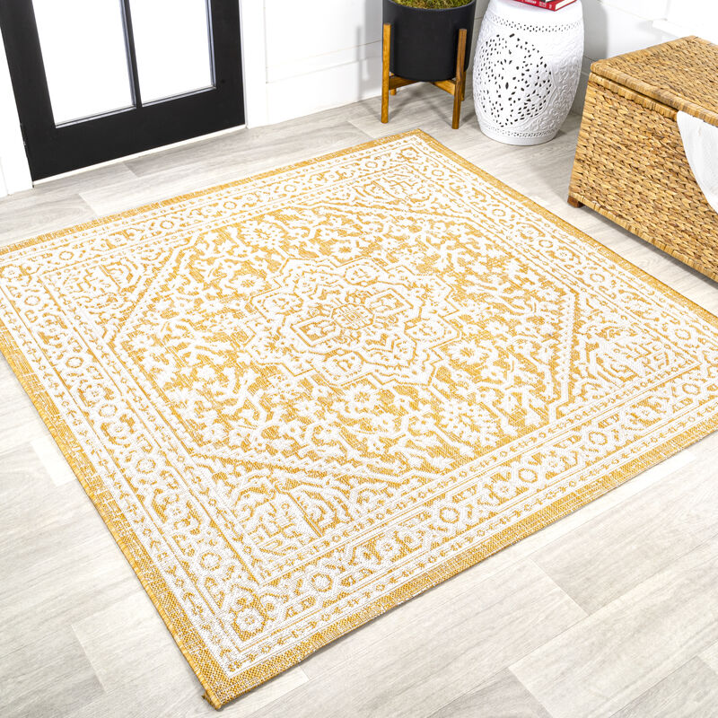 Sinjuri Medallion Textured Weave Area Rug
