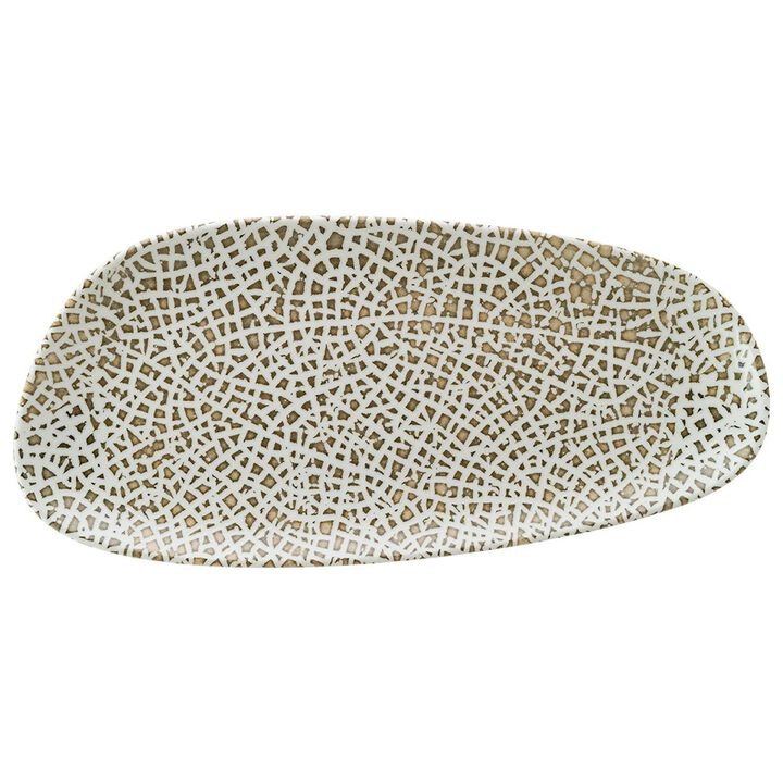 Lapya Wood 14" x 7" x h:1" Organic Decorated Porcelain Platter