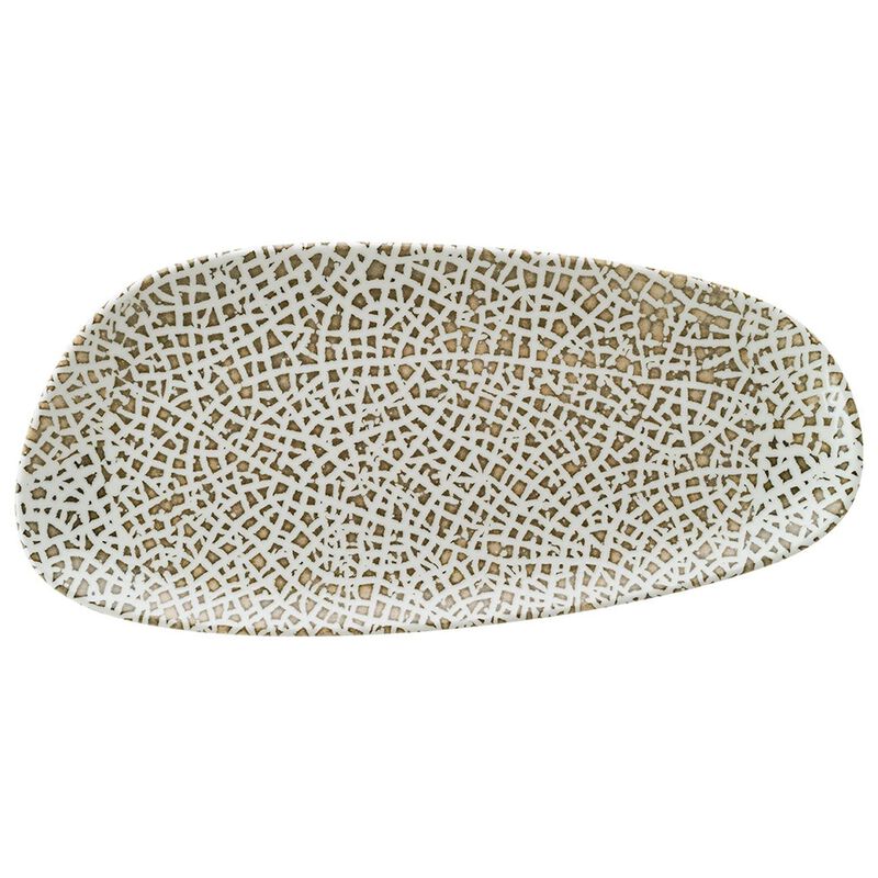 Lapya Wood 14" x 7" x h:1" Organic Decorated Porcelain Platter