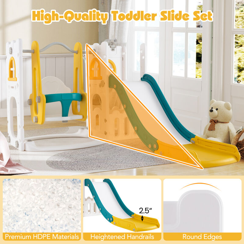 L Shaped 7 in 1 Toddler Swing Set with Slide, Ladder and Basketball Hoop image number 7