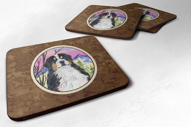 Caroline's Treasures SS8336FC Bernese Mountain Dog Foam Coasters (Set of 4), 3.5 H x 3.5 W, Multicolor