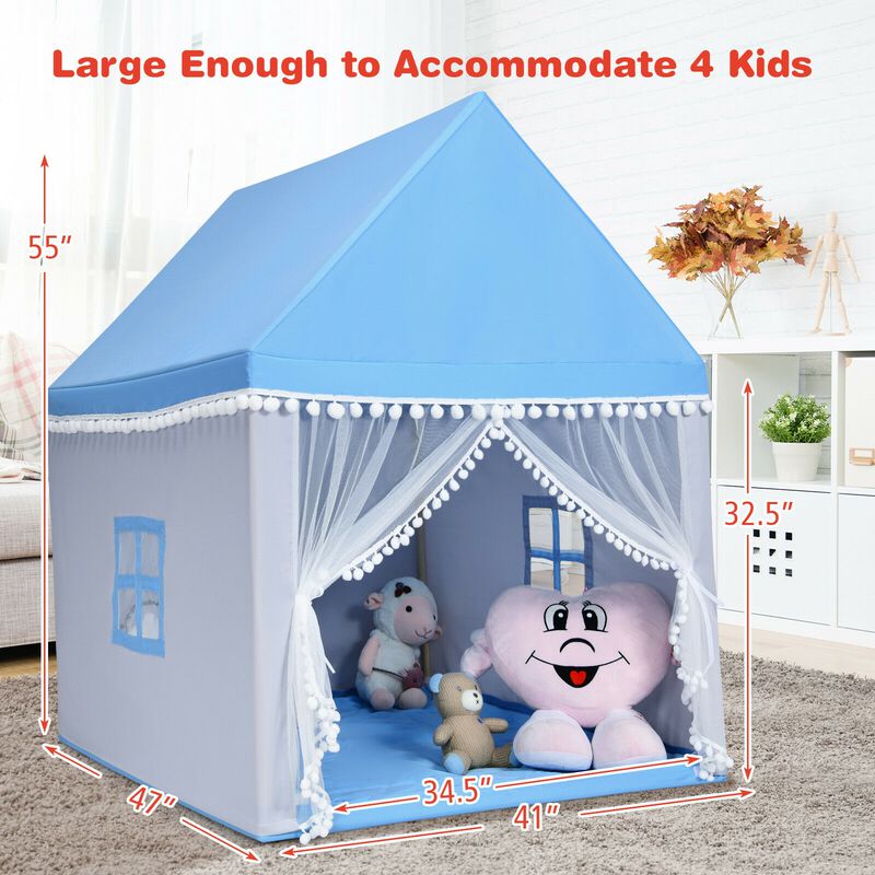Kids Play Tent Large Playhouse Children Play Castle Fairy Tent Gift with Mat