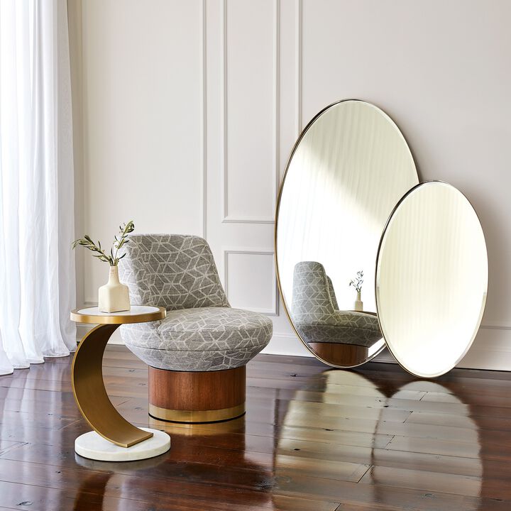 Elongated Oval Brass Large Mirror