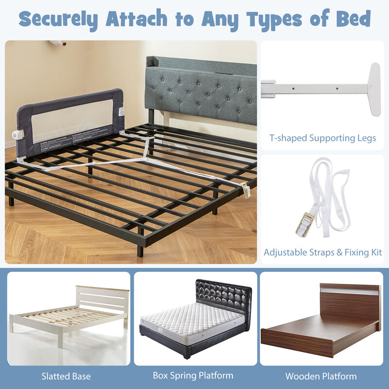 Baby Bed Guard Rail with Foldable Swing Down Design for Child Safety image number 7