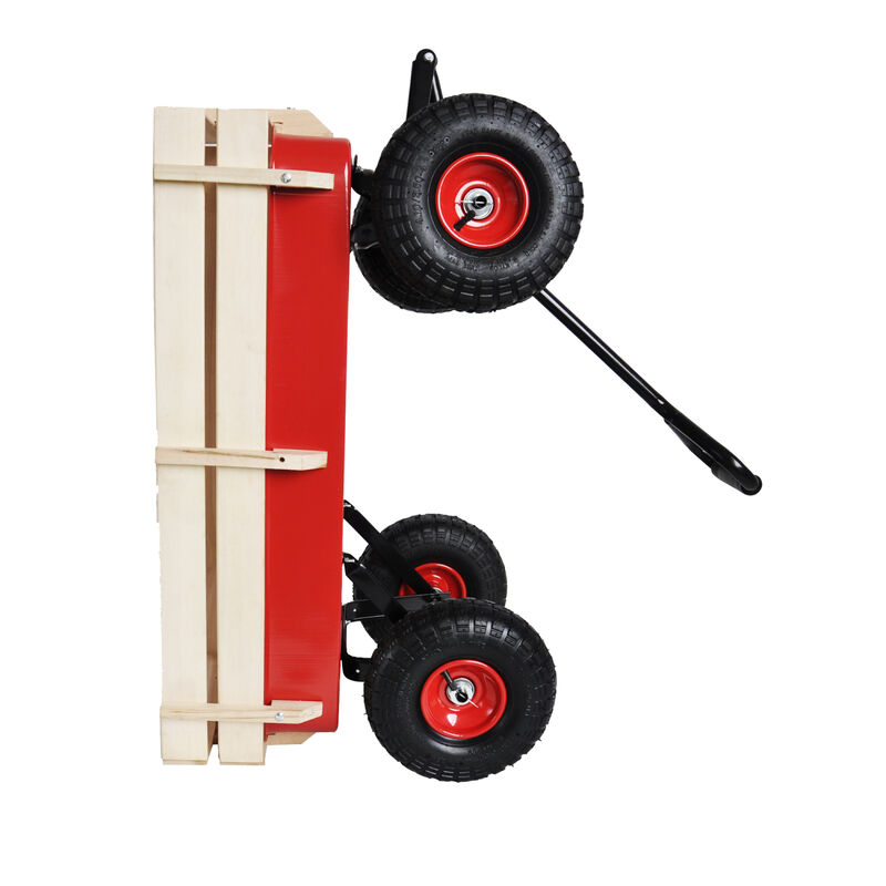 Streamdale Outdoor Sports Wagon w/Wood Panels & Air Tires (Red) image number 8