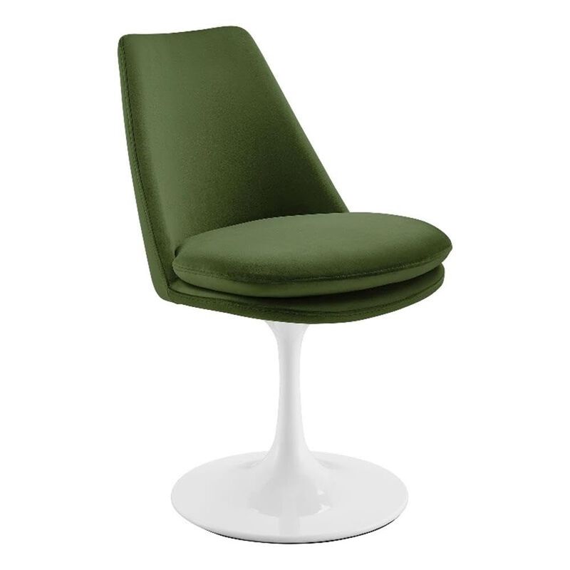 Modway Lippa Velvet Swivel Dining Side Chair in White Moss Green - Armless Accent Chair with Stain-Resistant Performance Velvet Upholstery - 360&deg; Rotating Office Chair image number 0