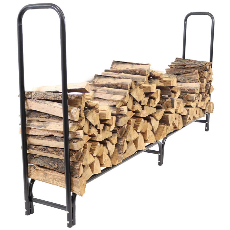 Sunnydaze Steel Indoor/Outdoor Firewood Log Rack - Black