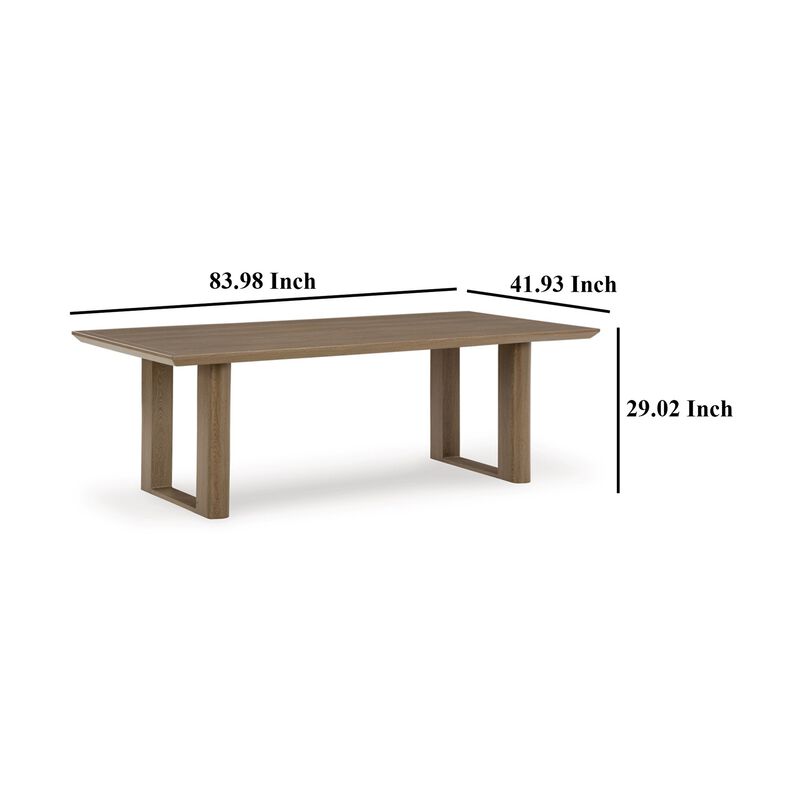 Baily Outdoor Dining Table with Umbrella Hole, 84 Inch Brown Metal - Benzara