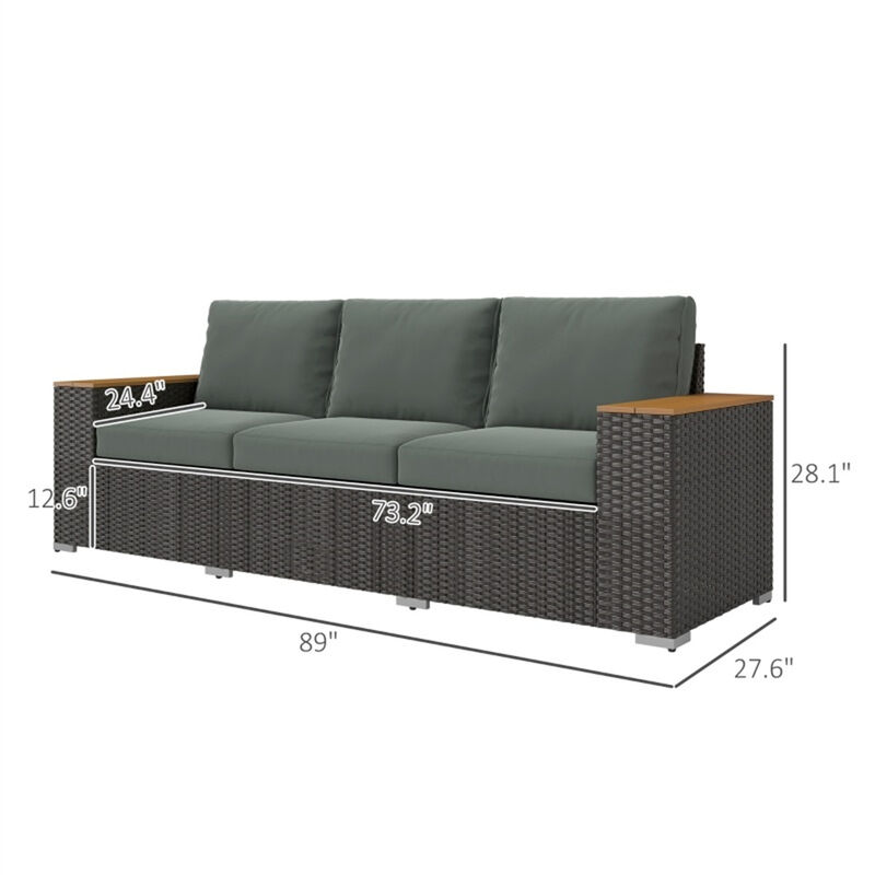 Rattan Three-Seat Sofa for Patio, Garden, or Balcony Lounge image number 2