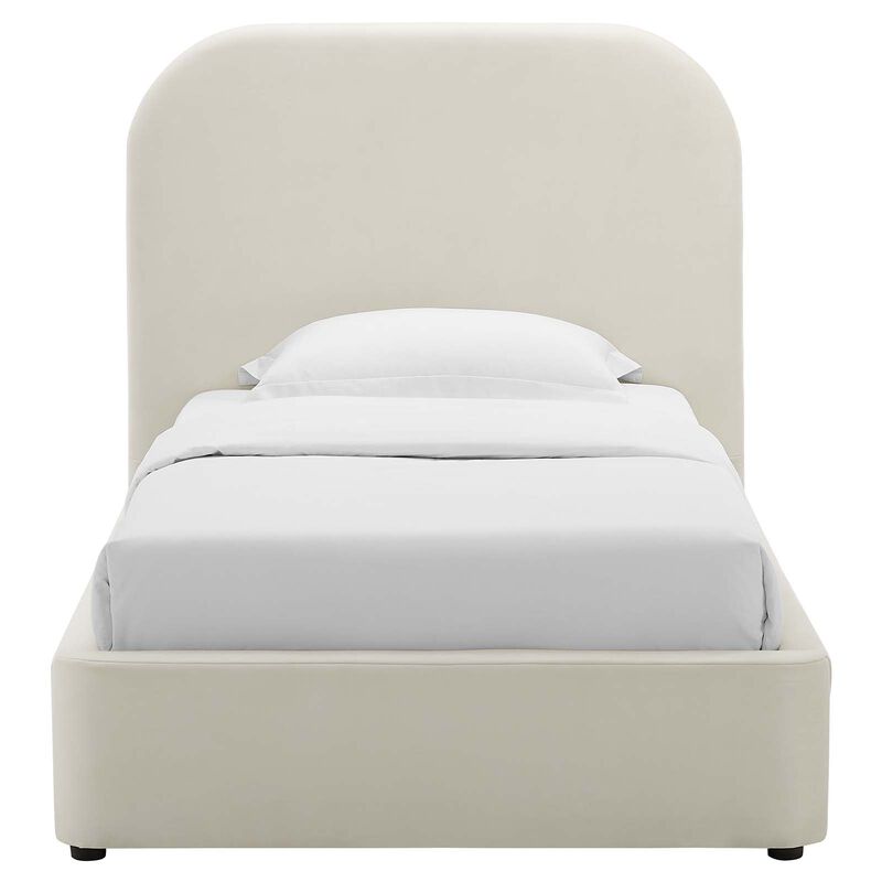 Keynote Performance Velvet Curved Twin Platform Bed image number 4