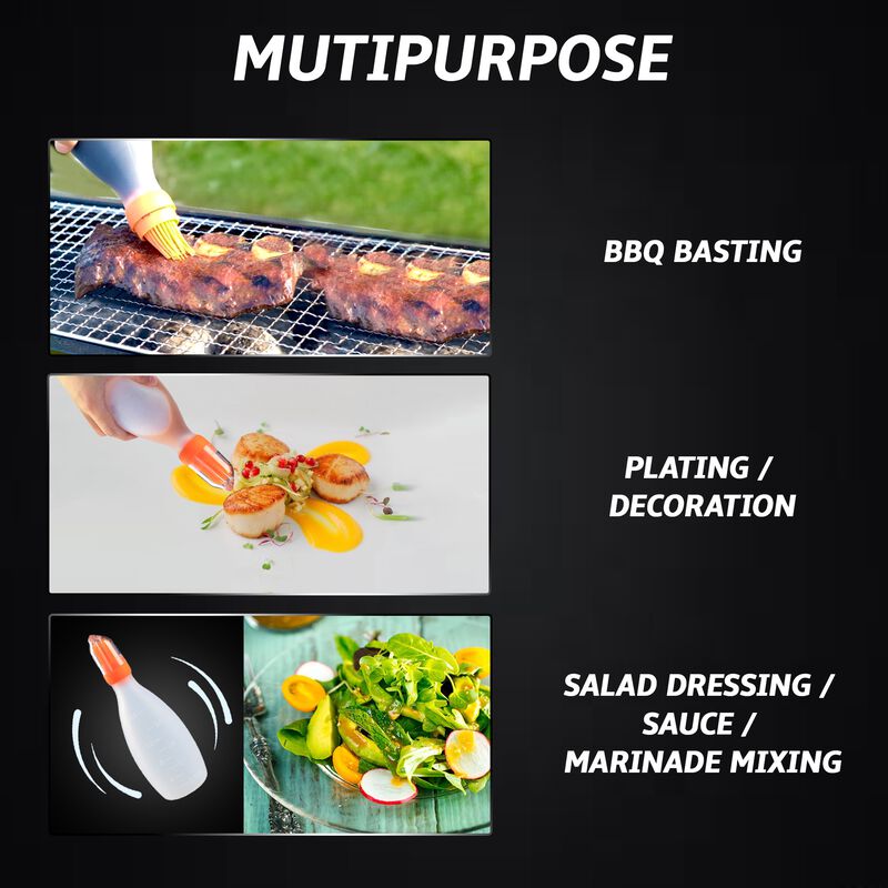 Silicone Pastry Brush, All-in-One Slicone Basting Brush with Sauce Bottle, Heat Resistant BBQ Accessories