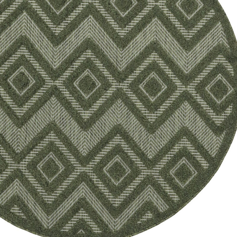 HomeRoots Round Geometric Indoor Outdoor Area Rug image number 2