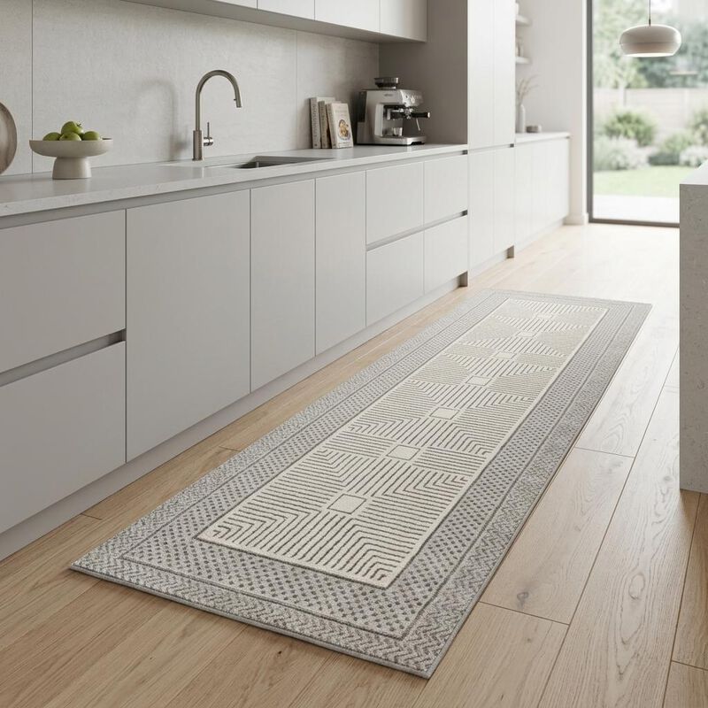 HomeRoots Geometric Non Skid Runner Rug image number 1