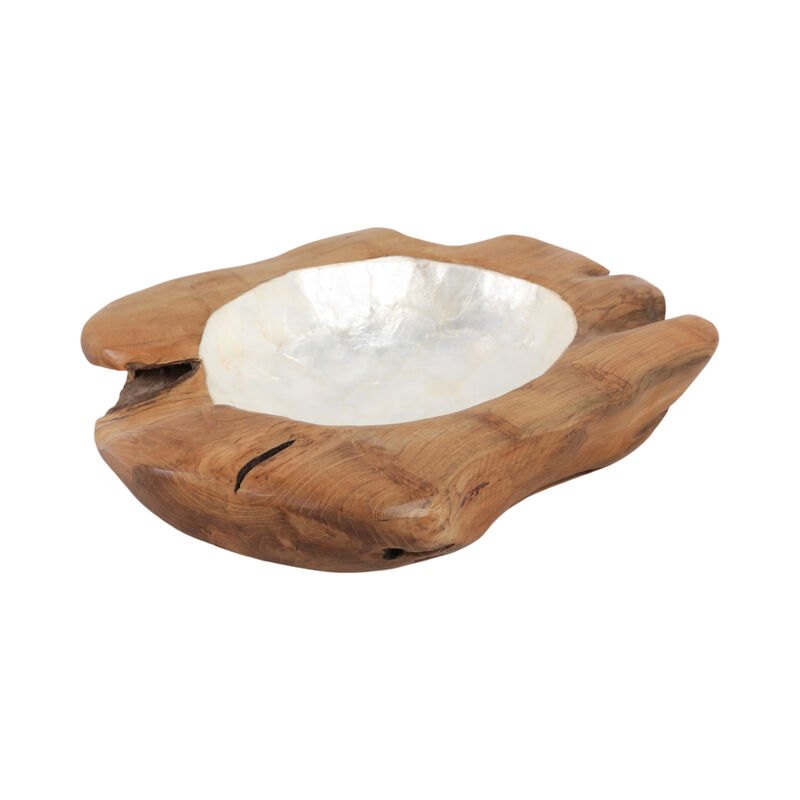 12" Teakwood Bowl W/Capiz image number 1