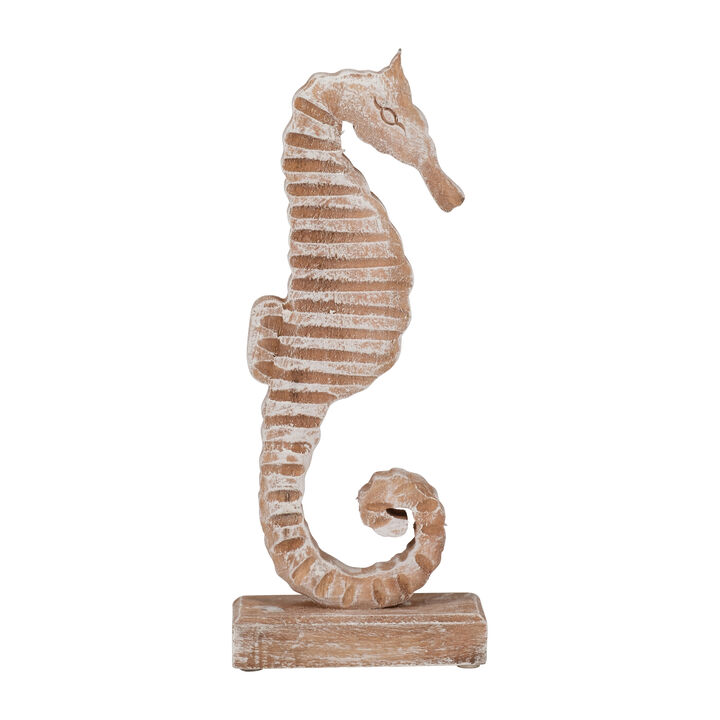 13"H Seahorse, Rustic White