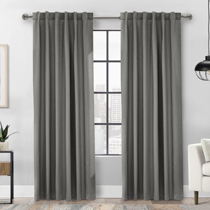 Thermaplus Baxter Total Blackout Back Tab Curtain - 52x84", Silver