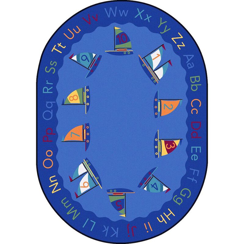 Joy Carpets Kid Essentials Smooth Sailing 7'8 x 10'9 Oval Area Rug in Color Multi