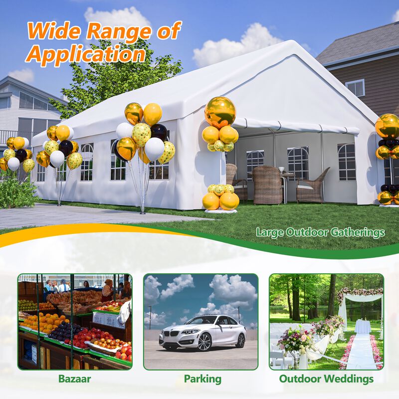 20x32 FT Party Tent with 3 Storage Bags & Removable Sidewalls, Outdoor Canopy Gazebo image number 7